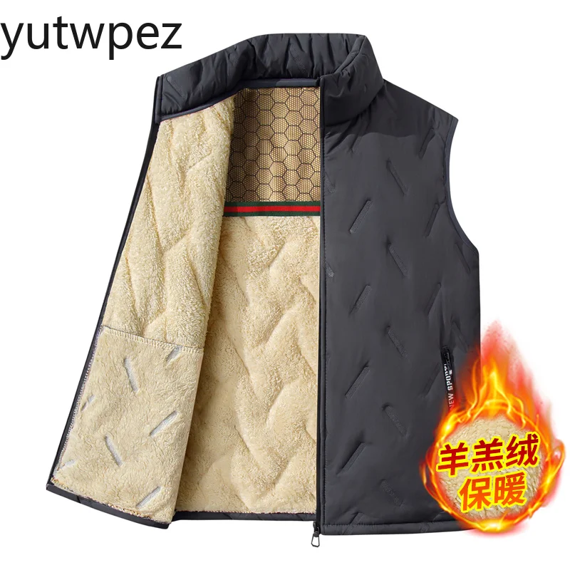 Graphene Heating Men's Winter Vest Lambswool Lined Warm Padded Waistcoat Outdoor Hiking Climbing Running Sports Casual Outerwear