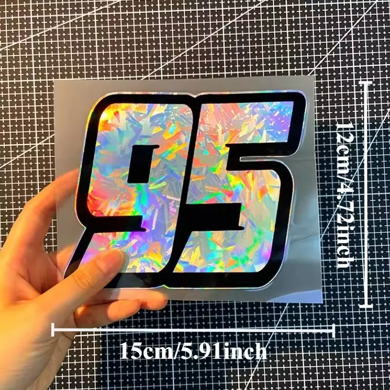 Holographic Iridescent Number 95 Racing Vinyl Decal Waterproof Reflective for Motorcycle Windshield Fairing Scooter Body