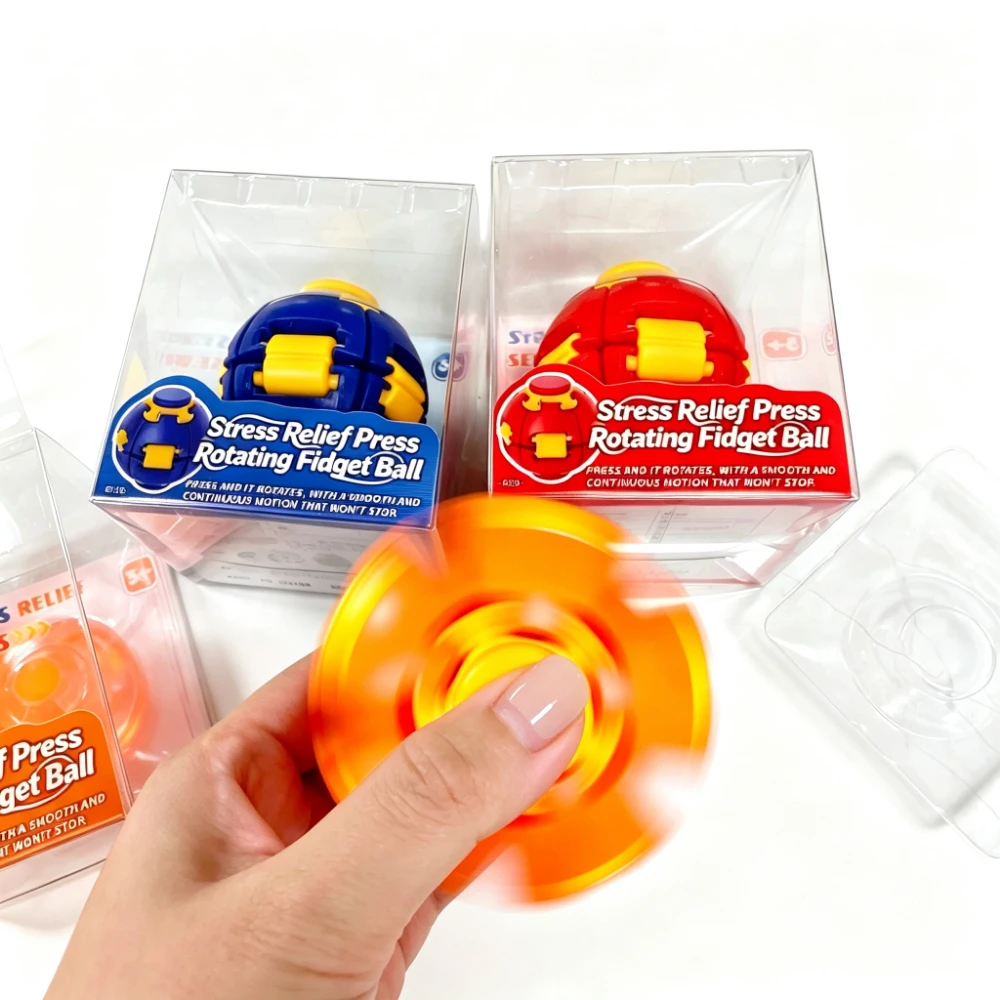 3D Printed Press-to-Spin Fidget BallOne Click Deform Fidget Spinner Ball, Smooth Rotating Stress Relief Sensory Toy