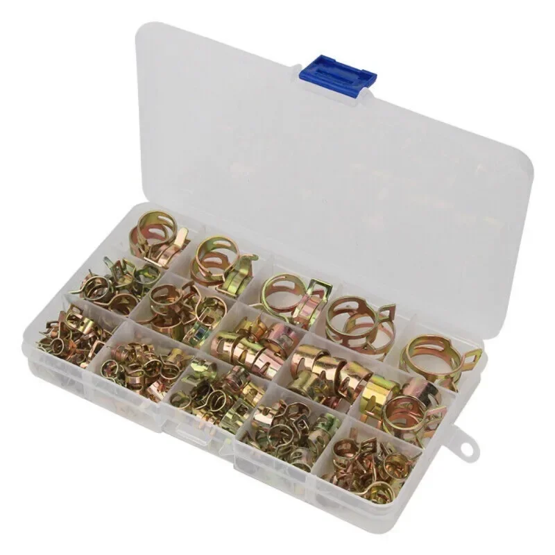 165Pcs 6-22mm Spring Clamp Set Fuel Oil Water Hose Pipe Clips with Installation Pliers for Car Truck and Engine Cooling System