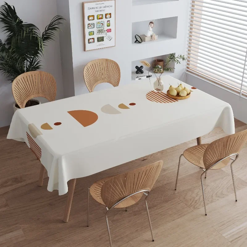 Minimal Geometric Print PVC Tablecloth Waterproof Oilproof Rect Home Table Protector Decor Cloth Dining Desk Multi Sizes Option