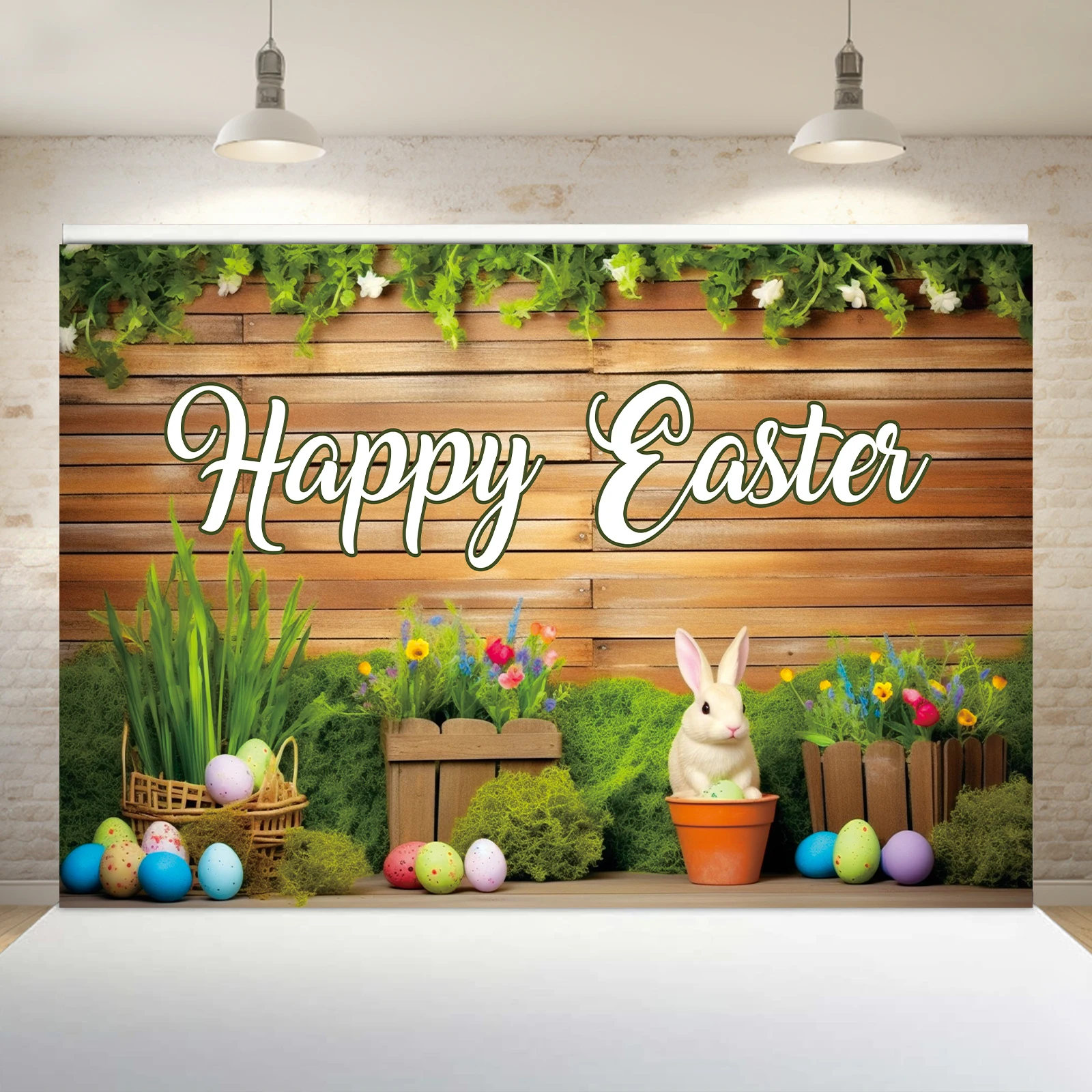 Telón de fondo con temática de Pascua, 1 piezas, 100x150cm, Fondo de fotografía, utilizado para regalos, actividades u otra decoración de fiesta