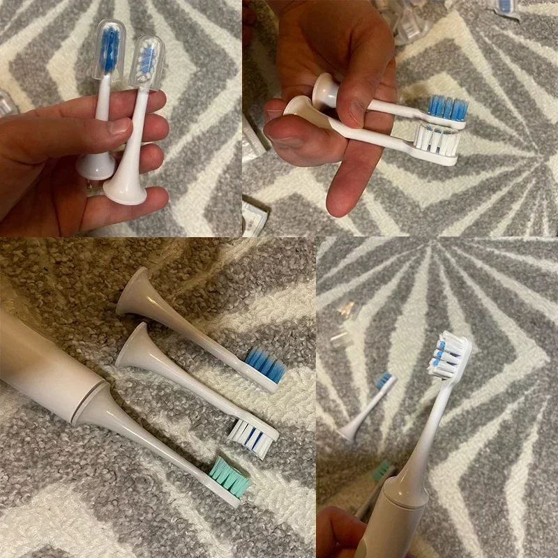 หัวแปรงสำหรับเปลี่ยน Xiaomi Mijia T300/T500/T700โซนิคไฟฟ้าฟันแปรงขนนุ่มฝาครอบหัวฉีดแพคเกจสูญญากาศ12ชิ้น