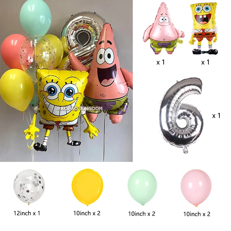 SpongeBob Schwammkopf Folienballon-Set Niedliche Cartoon-Ballons für Kinder Jungen Mädchen Geburtstagsfeier Dekorationen – Detail 15