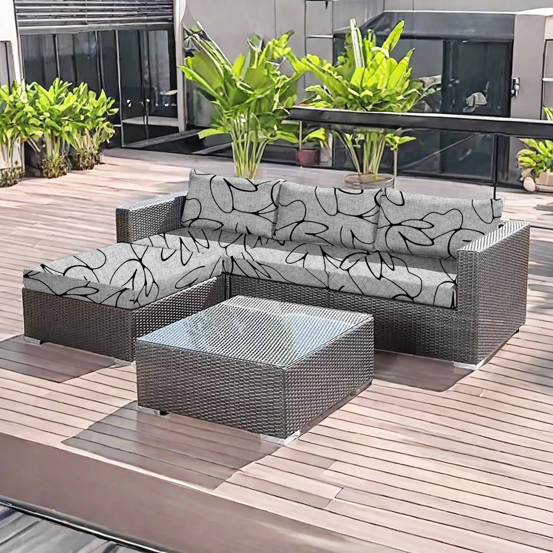 1PC Patio Stretch Sofa Cushion Covers Outdoor Cushion Cover Replacement Couch Slipcover Flexibility Porch Furniture Protector