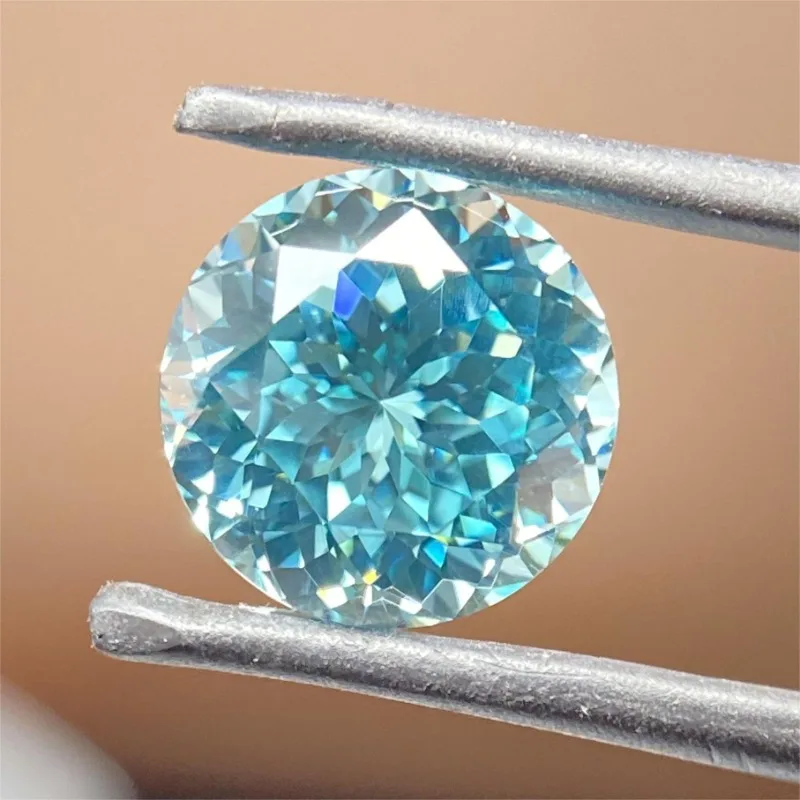 

Lab Grown Paraiba Round Shape 100 Faceted Cut Charms Gemstone Beads for Diy Jewelry Making Materials Selectable AGL Certificate