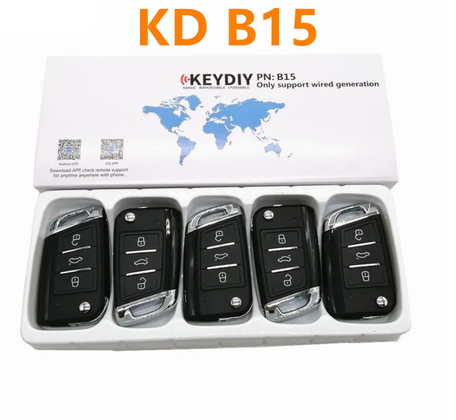 5pcs/lot KEYDIY B15 KD Remote Key 3 Button Universal Remote Key for KD900 KD900+ URG200 KD-X2 Mini KD for VW MQB Style Car Key