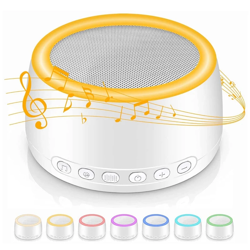 White Noise Machine For Sleeping With Adjustable Baby Night Lights, 30 Soothing Sounds, Portable Sleep Sound Machine