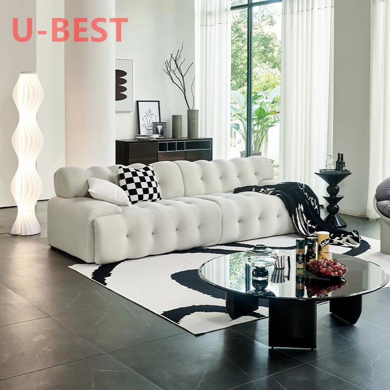 U-BEST European Living Room Villa Furniture Three Seater Blogger 3 Seater Modular Couch Sectional Loveseat Floor Sofa