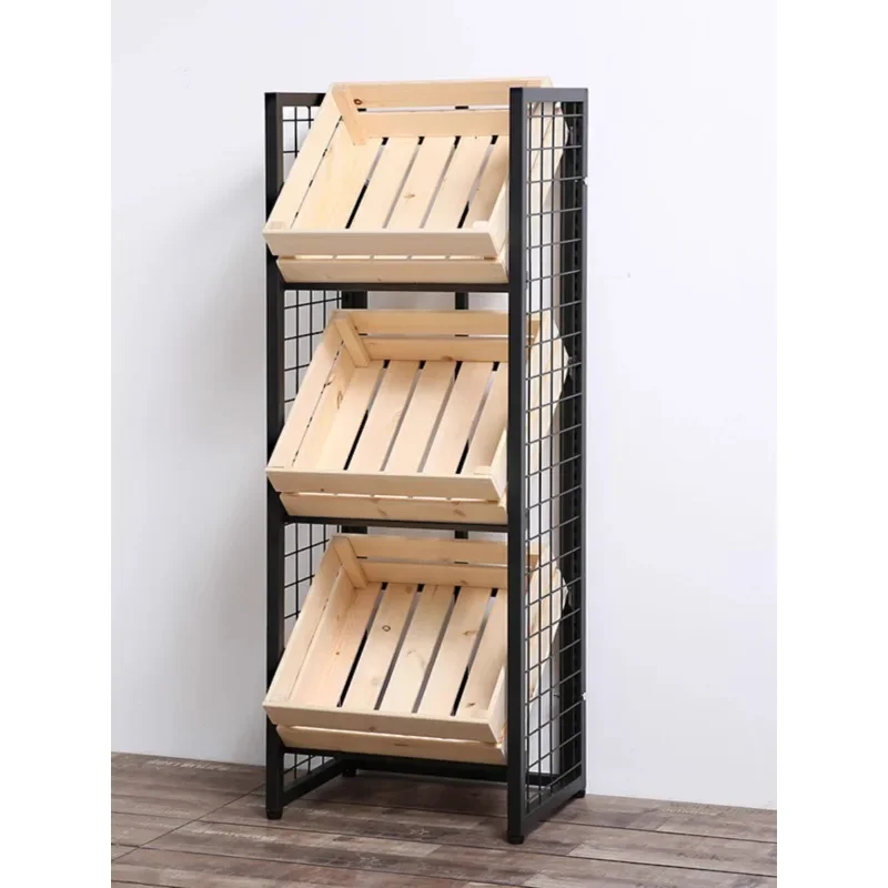 Fruit store shelf display rack Fresh fruit and vegetable rack Supermarket convenience store Solid wood display Zhongdao stacking