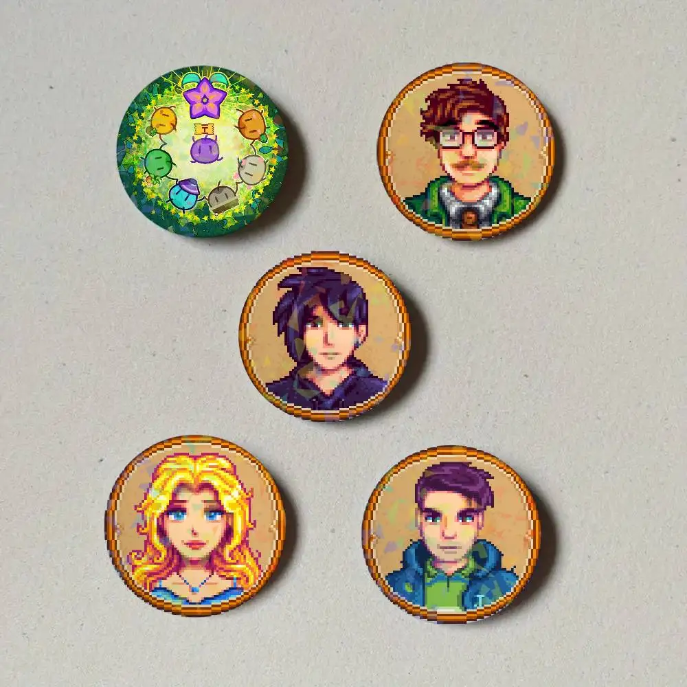 Game S-stardews V-valleys Cosplay Costume Badge Laser Process Pin Tinplate Brooch Anime Prop Xmas Gift view 5