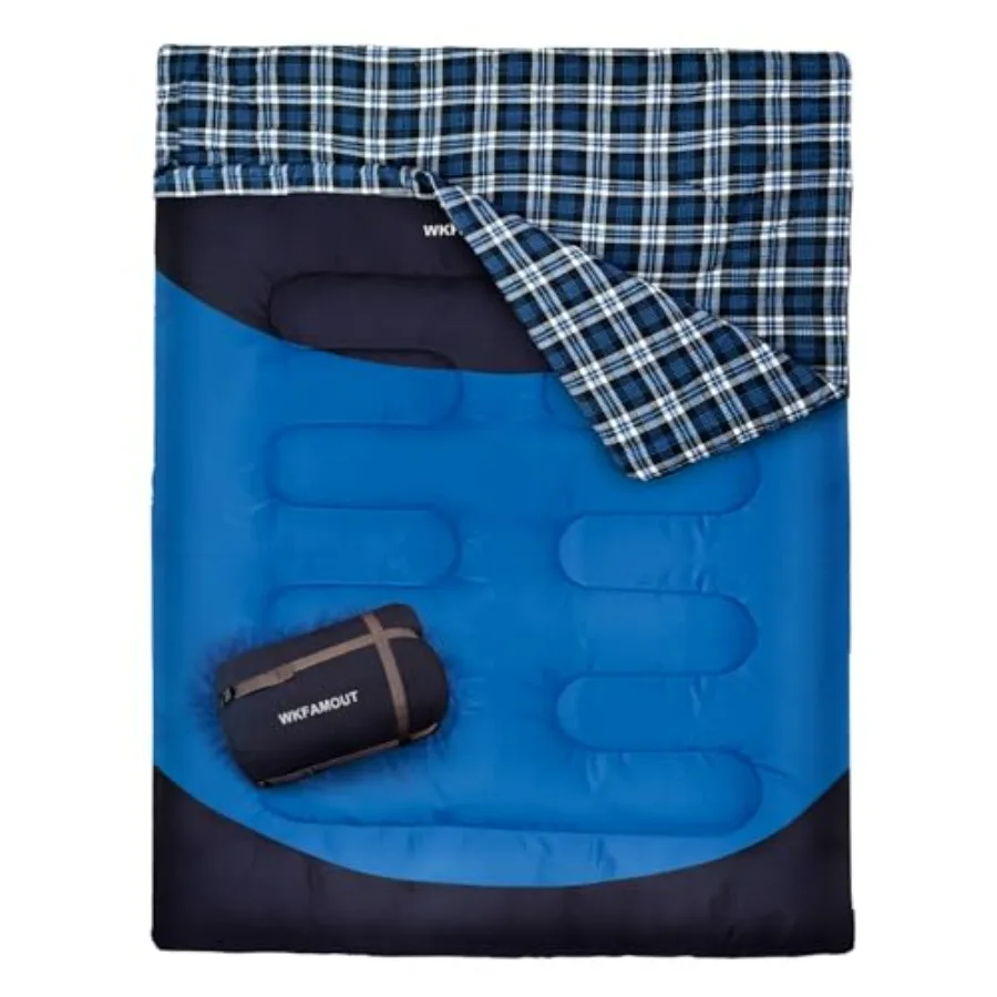 

Camping sleeping bag for two adults, polyester shell, gray, machine washable and waterproof for 3-4 seasons cold weather use wi