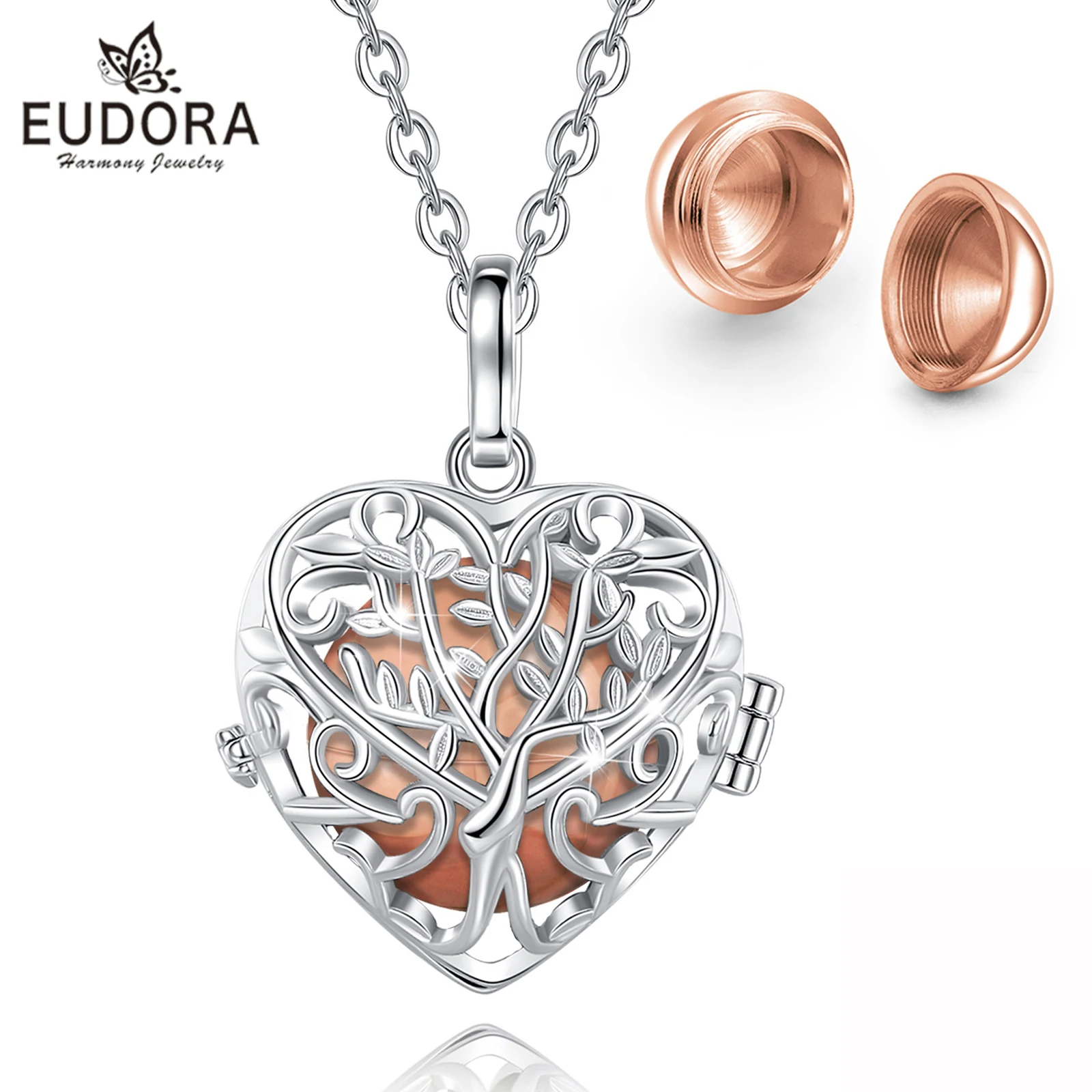 Eudora Urn Cremation Necklace Ashes Urn Memorial Locket Pendant Hollow Tree of Life Keepsake Cremation Jewelry for Women Man