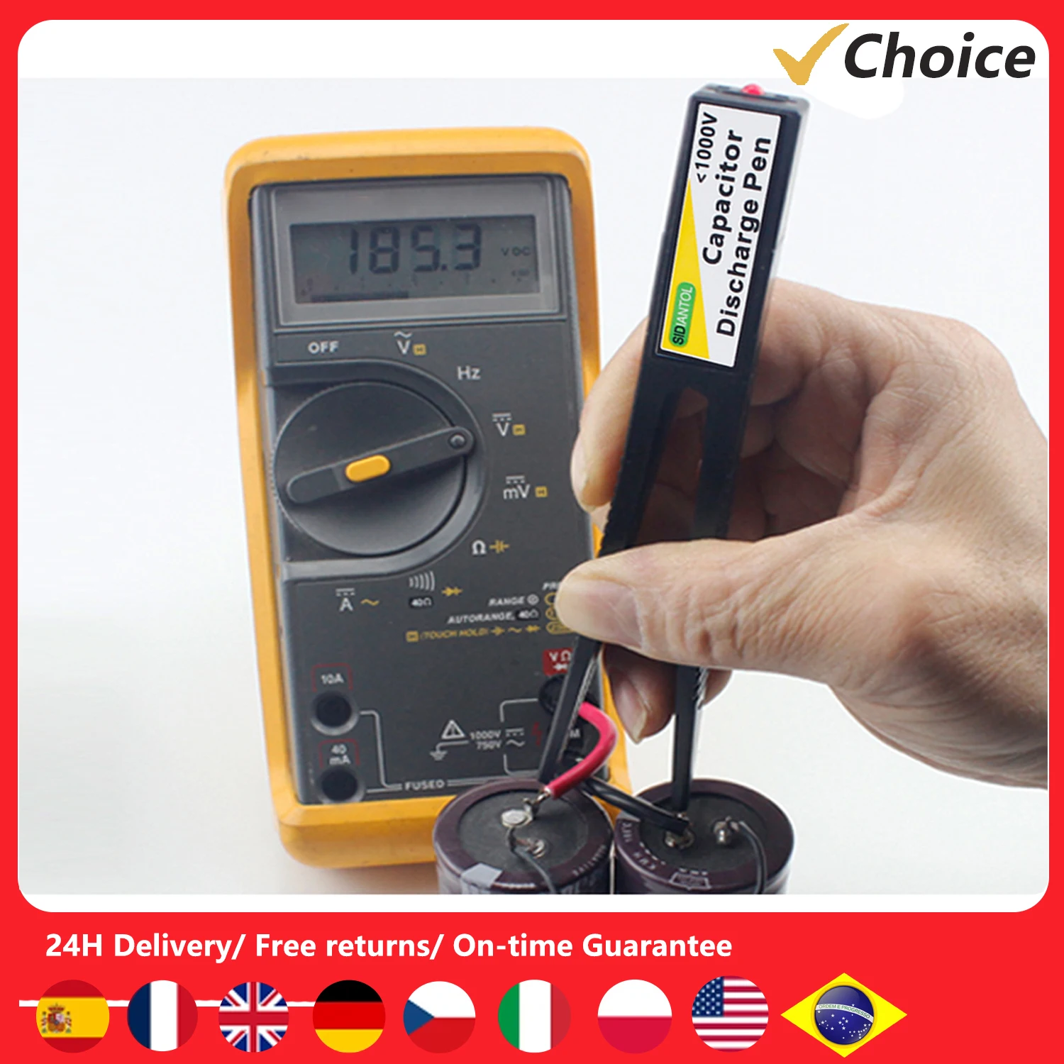 1000V ปากกาตัวเก็บประจุแบบพกพา, เครื่องมือปล่อยประจุแรงดันสูงปล่อยประจุแบบเร็วอุปกรณ์จ่ายกระแสไฟฟ้าแบบคงที่ซ่อมปากกาอิเล็กทรอนิกส์