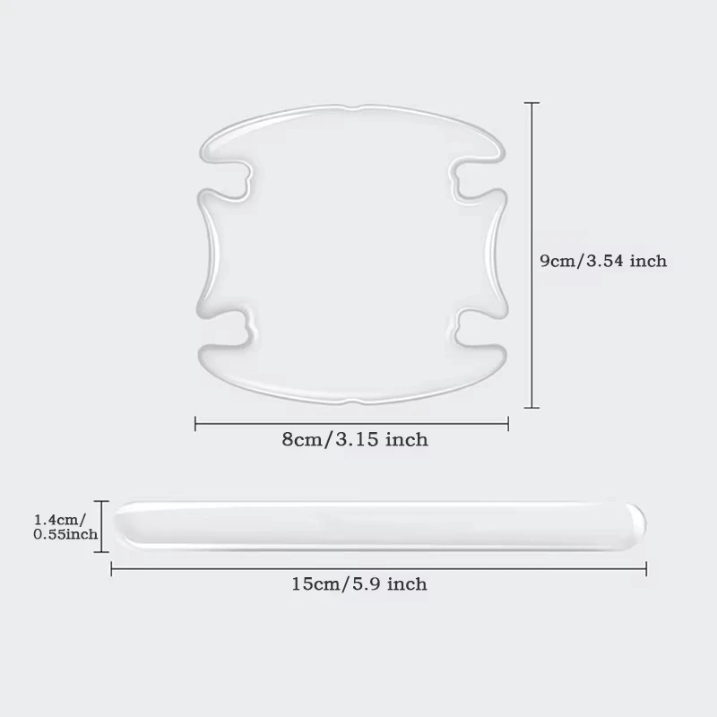 8 pegatinas protectoras transparentes para manijas de puertas de coche, tiras invisibles de silicona anticolisión y antiarañazos para el exterior del automóvil