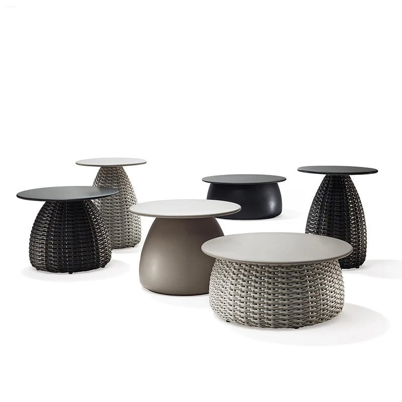 #Outdoor Leisure Coffee Table Hotel Patio Garden Made Of Rattan Furniture Resorts Villa Patio Aluminum Alloy Coffee Table