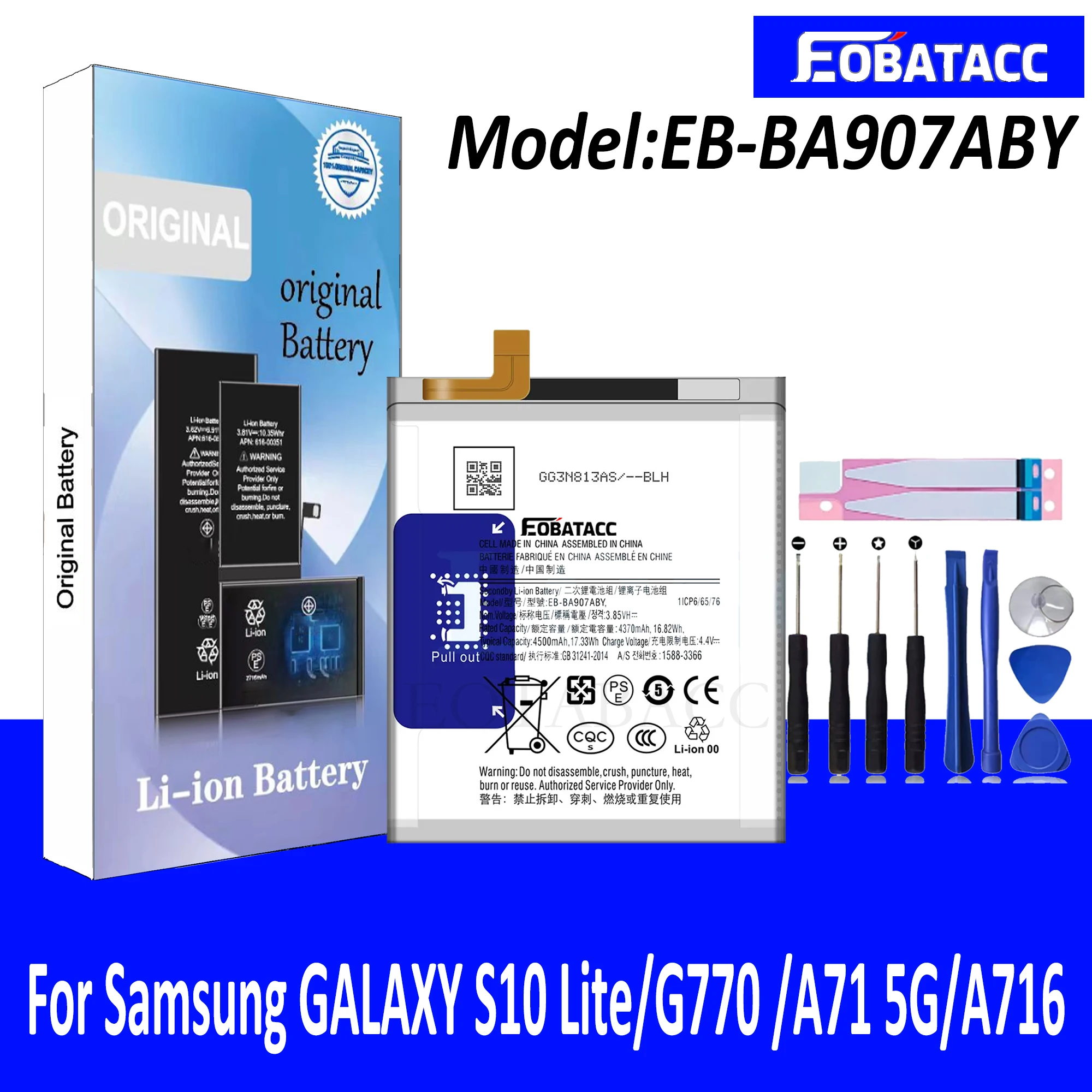 EOTABACC High Quality 100% Original EB-BA907ABY Battery For Samsung GALAXY S10 Lite/G770 /A71 5G Phone Battery+Tools