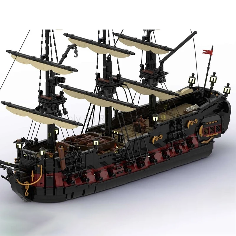 Exquisite New Product MOC Building Blocks Pirate Scene Model Red Knight Ship Technology Modular Children's Toy Gift DIY  Set