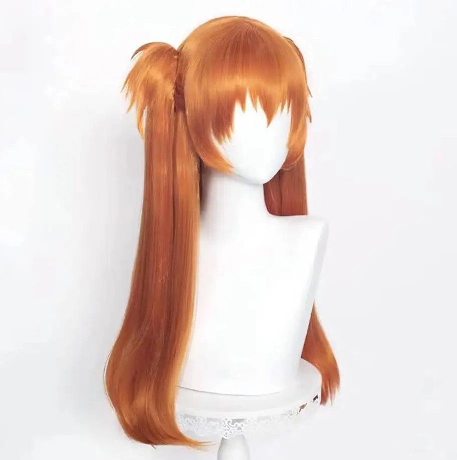 Anime imbirowo-pomarańczowa peruka z warkoczami Cosplay peruka syntetyczna warkocze damskie długie proste 2- kucyki Halloween peruki do włosów