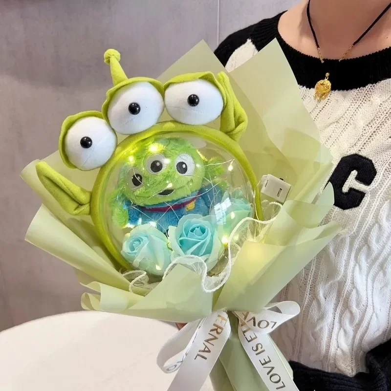 Genuine Disney Bouquets Toy Story Alien Plush Flower Bouquets Creative Cartoon Plushies Stuffed Dolls Valentine Graduation Gift