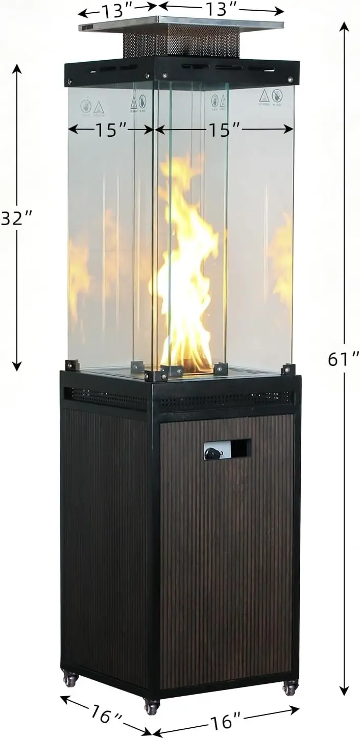 Outdoor Propane Patio Heater with Lockable Wheels, 41000 BTU Portable Outdoor Heater with Weather Resistant Cover, Ideal for Pat