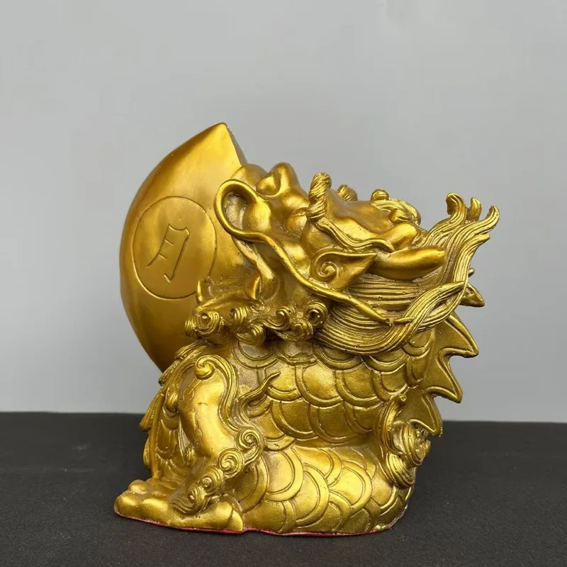 Brass Figurine, Dragon's Second Child, Sun Moon, Northwest Direction, Office and Home Decor, Ornament, Craft