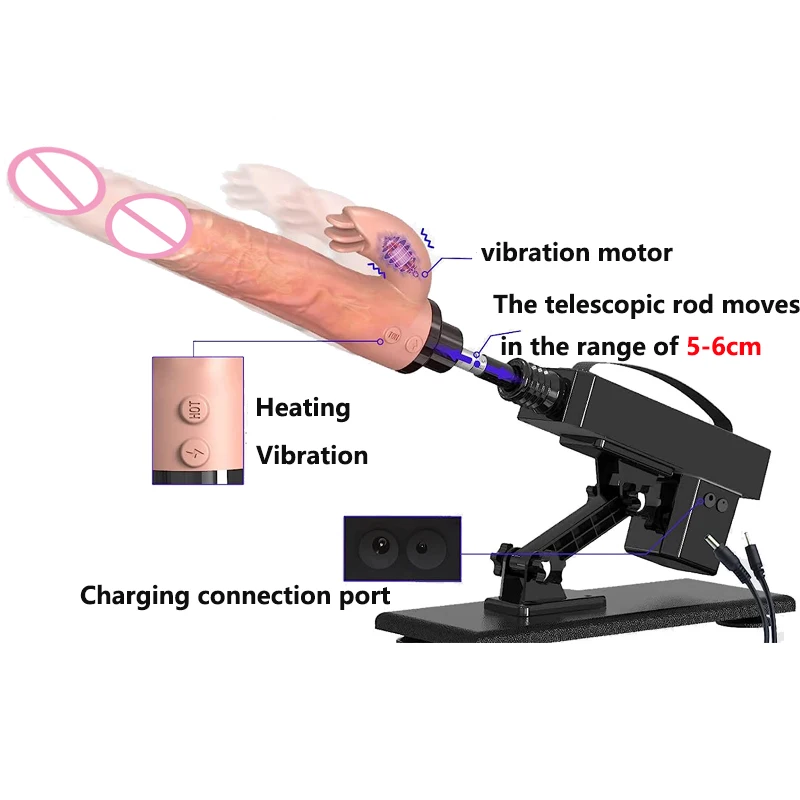 Automatische Telescopische Verwarming Seksmachine Met 3xlr Verwarmde Dildo 'S Bijlagen Verstelbare Volwassen Masturbatie Machine Penis Seksspeeltje