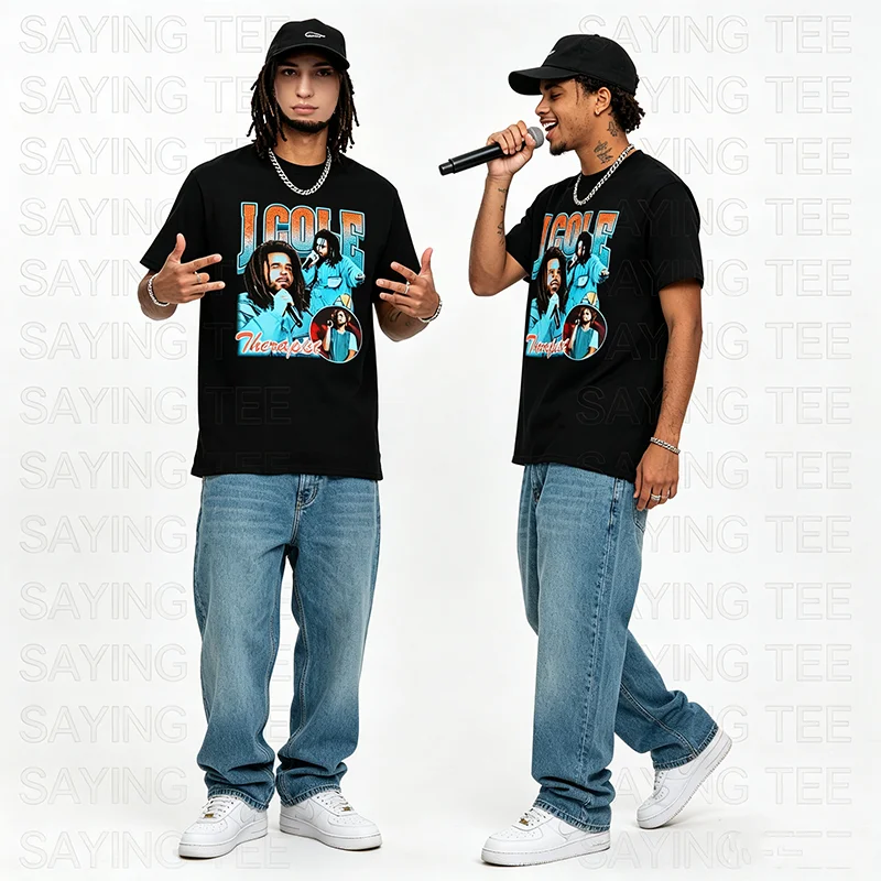 Herren & Damen J-Cole 2026 Musik-Tour Mode Kurzarm-T-Shirt Y2k Streetwear Hip-Hop Grafik-Kleidung Baumwolle Rap Rock Tee – Detail 6