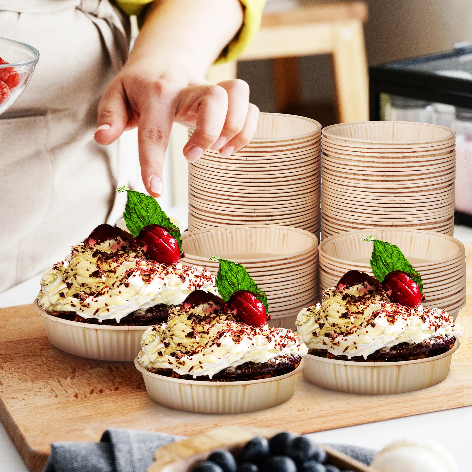 

100 pcs Baking Cake Paper Mold Non-Stick Airfryer Baking Papers Round Air-Fryer Paper Liners Paper Kitchen Accessories