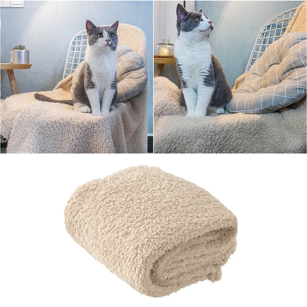 Blanket Carpet For Cats Carpet Dogs Warm Sleeping Mat Pet Sleep Mat Travel Bed Home Use Beige Pet Cushion