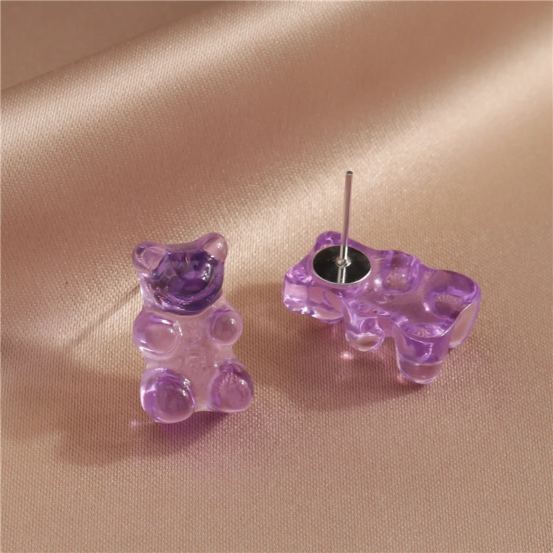 Nette Gummibärchen Ohrstecker für Frauen Candy Farben Tier Baumeln Ohrringe Brincos Femme Mädchen Party Urlaub Schmuck Geschenke – Detail 9