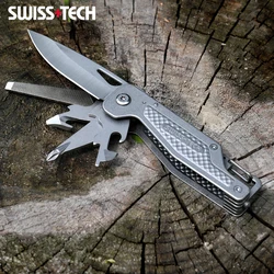 SWISS TECH 13 in 1 Multifunctional Folding Knife Stainless Steel Pocket Mini Portable Knife Outdoor Camping Emergency Tool