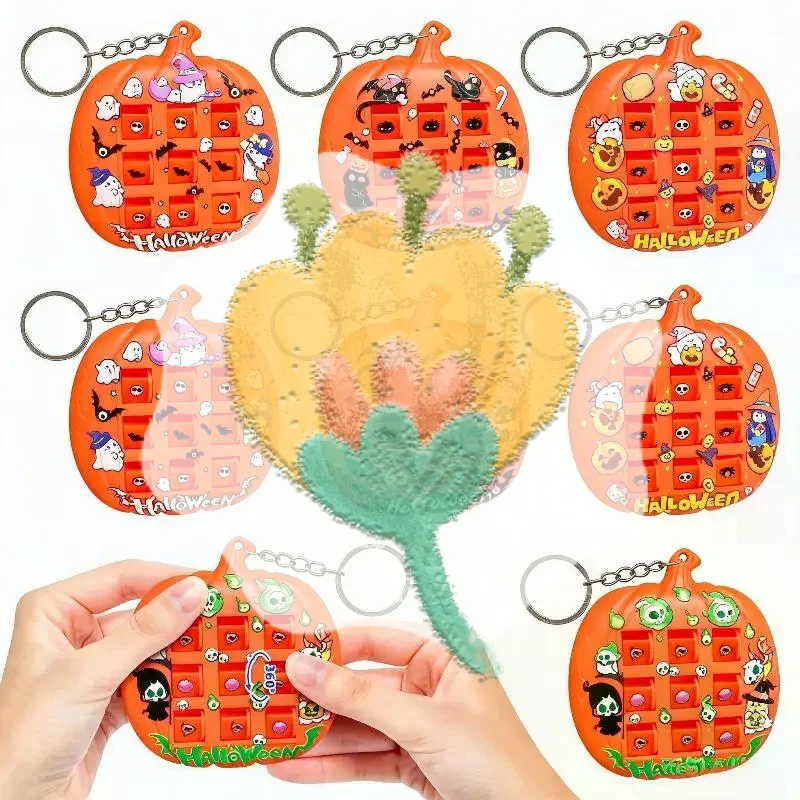 Halloween Pumpkin Shaped Sliding Puzzle Keychain With Cute Cartoon Patterns And Stress Relief For Party Favors Bag Accessories