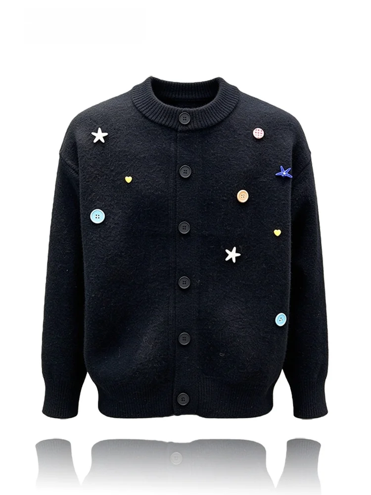 American Design Style Button up Knitted Sweater Cardigan Retro Lazy Style Outerwear for Men Cotton Material Fashion Sun Prote...