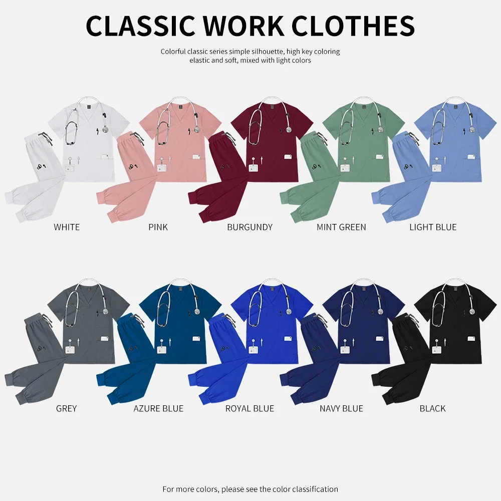 Uniformes d'infirmière multicolores, vêtements de travail chirurgicaux, hauts + pantalons pour animaux de compagnie, costume pour femmes, manches courtes, poche multifonction, vêtements de travail pour soins infirmiers
