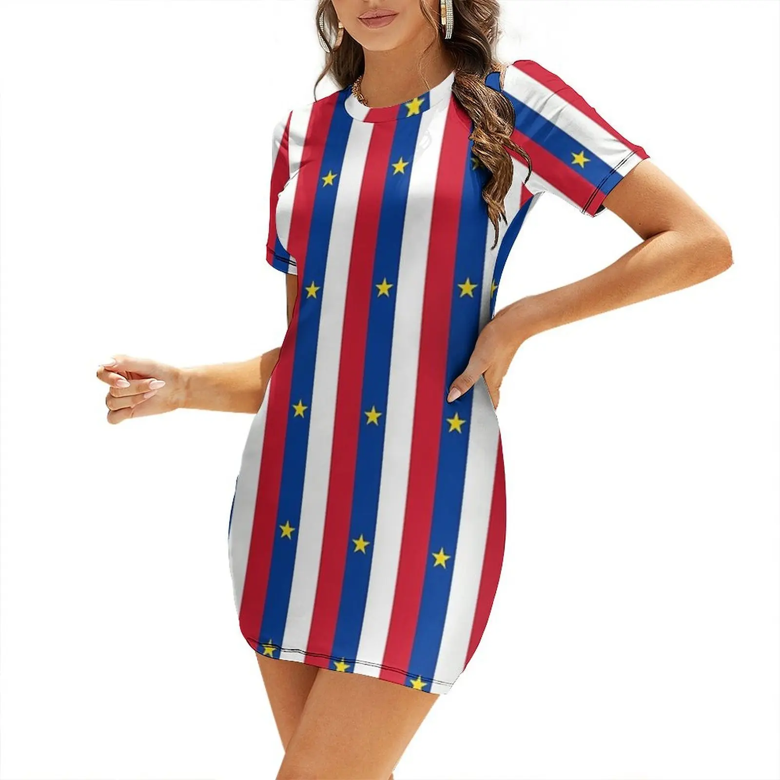 Acadian Flag #1 Short-Sleeved Dress women dresses summer dress daily Dress women