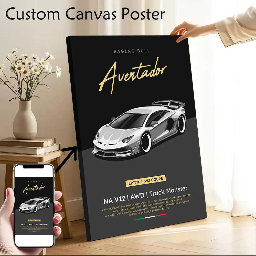 Aventador SVJ LP770-4 Coupe Poster Canvas Wall Art Custom Photo Print Modern Painting for Fans Bedroom Decor Living Room Mural