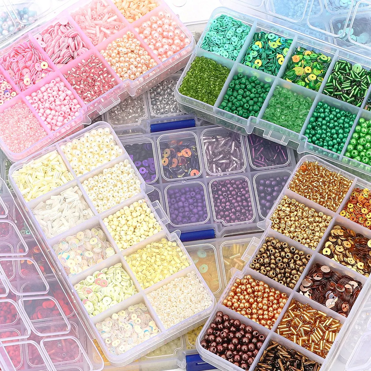 120g/box Multi-color Rice Pearl Sequins Imitation Pearl Material Bag Handmade DIY Making Beaded Bracelet Necklace Accessories