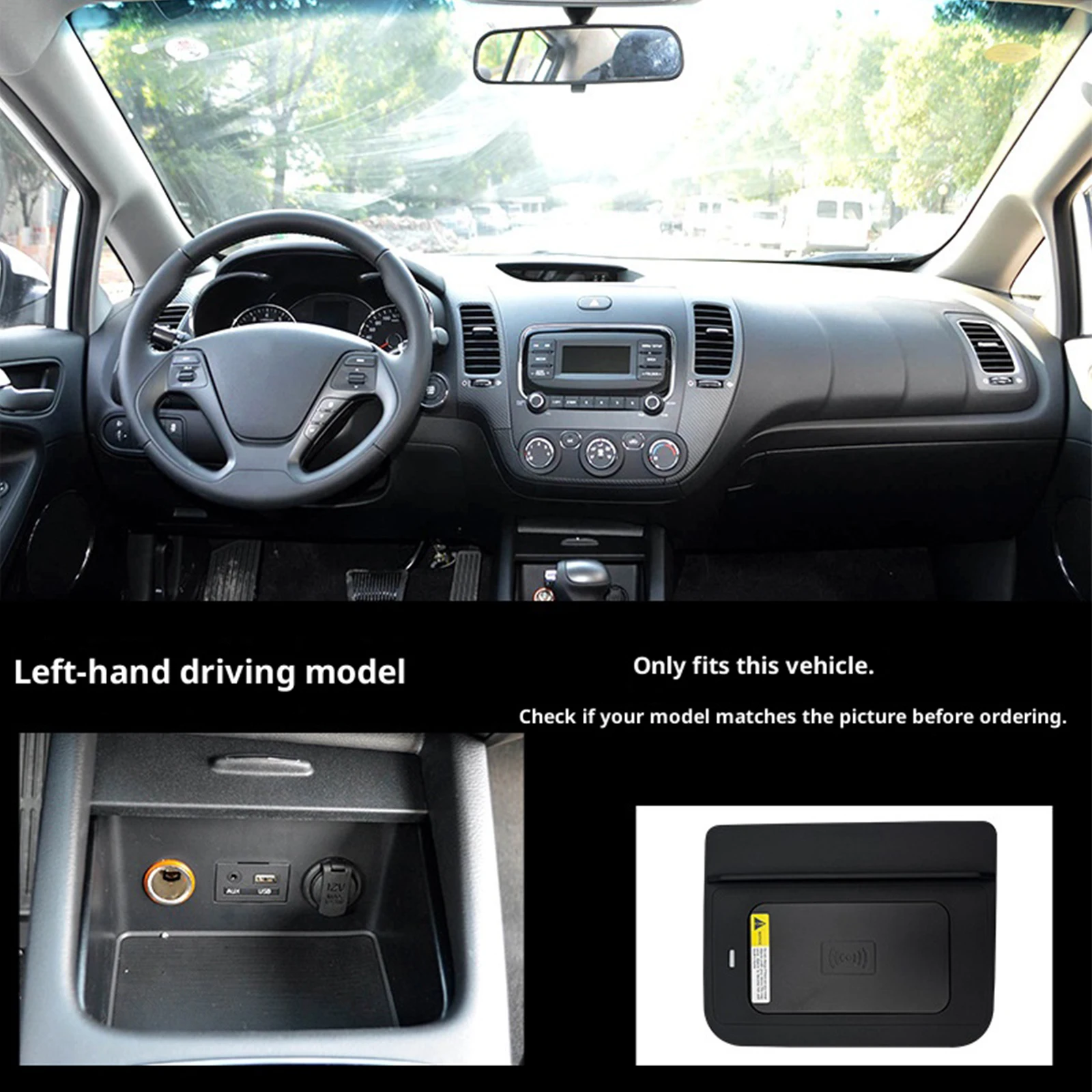 Leaset لكيا K3 سيراتو 2015-2017 سيارة وحدة التحكم المركزية شاحن الهاتف شاحن لاسلكي سريع شحن لوحة شحن حامل #2