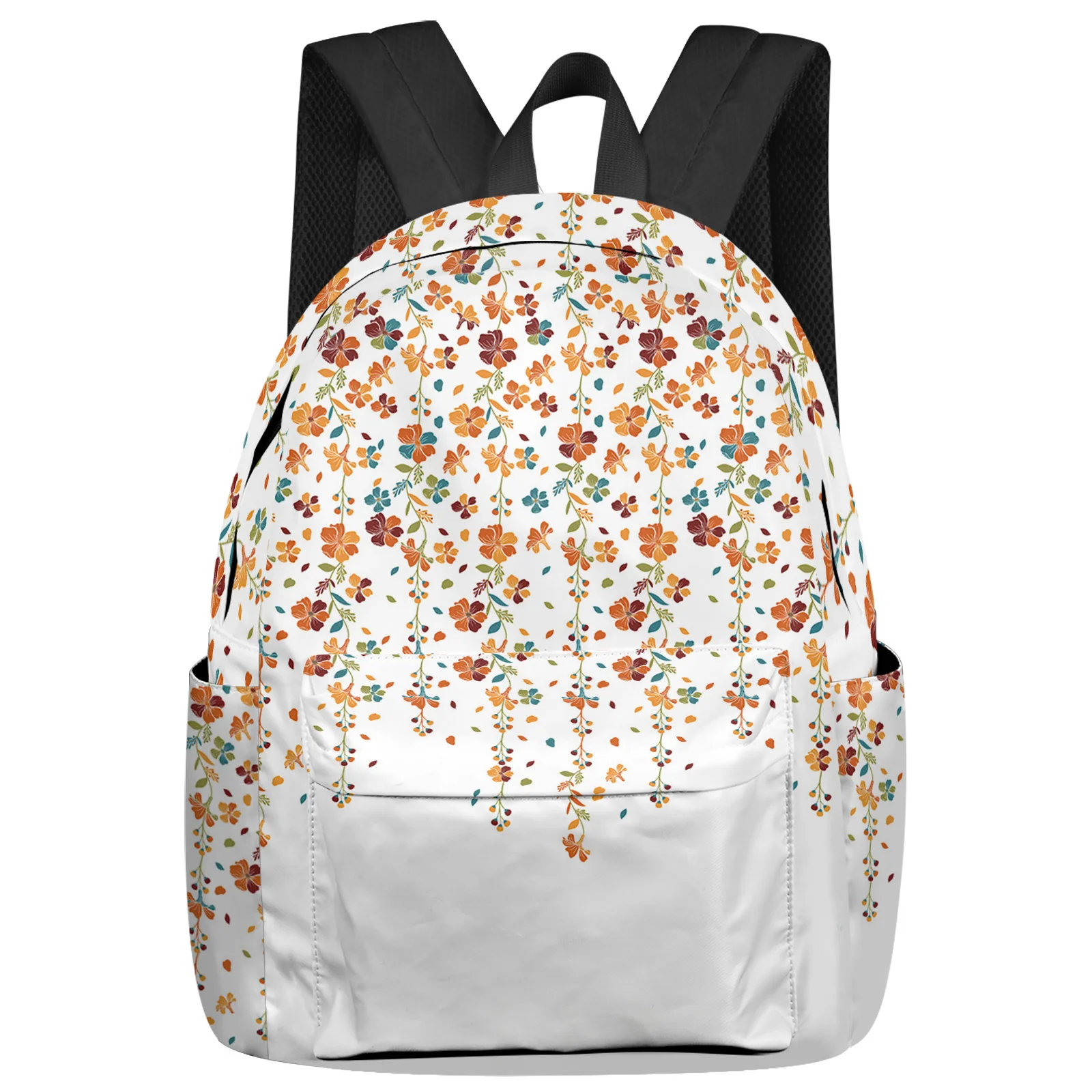 

Red Orange Green Flower White Student School Bags Laptop Custom Backpack For Men Women Female Travel Mochila