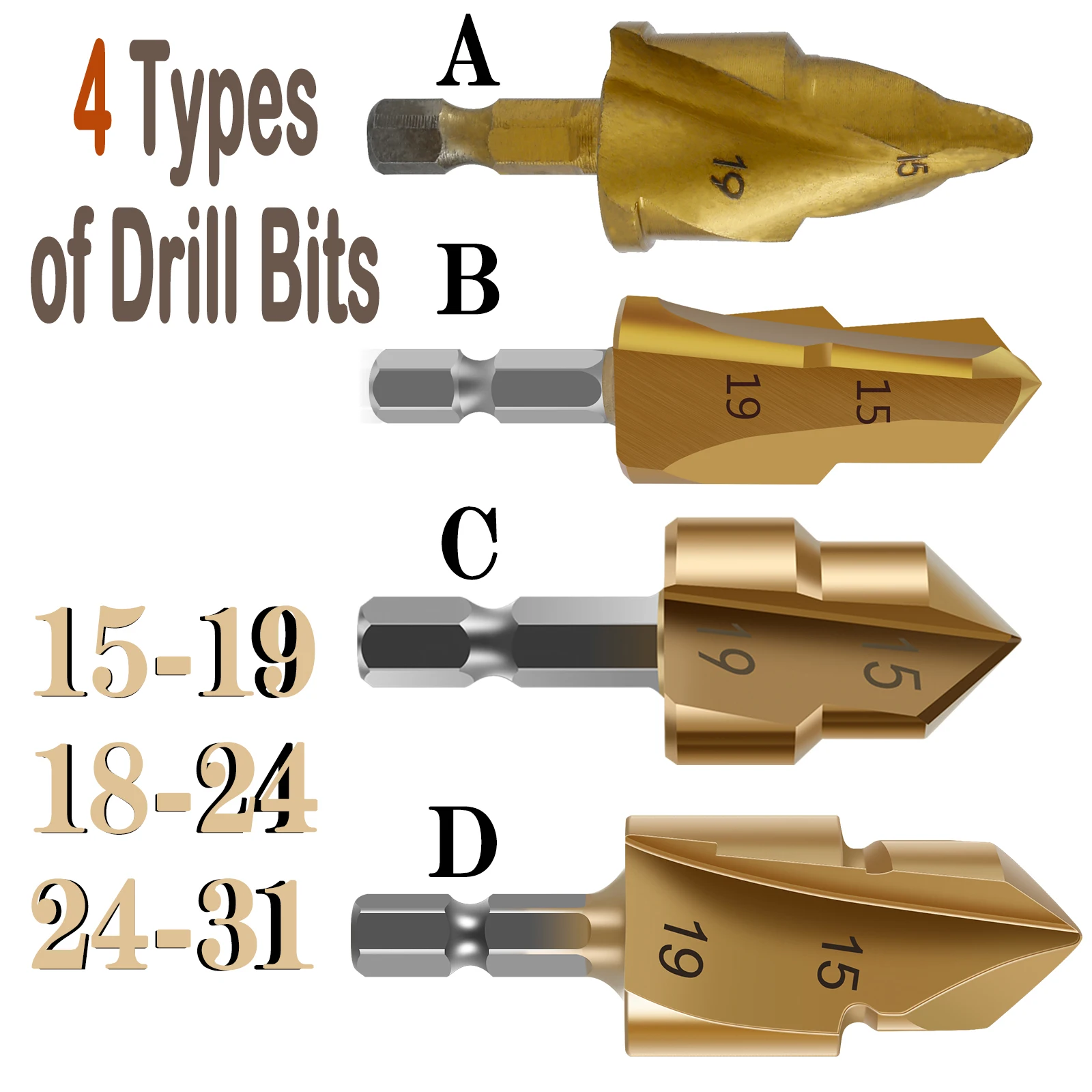

3Pcs PPR Lifting Stepped Drill Bit Set HSS/Steel Multifunctional Pipe Reaming Drill Bit for Various Water Pipe Hole Expansion