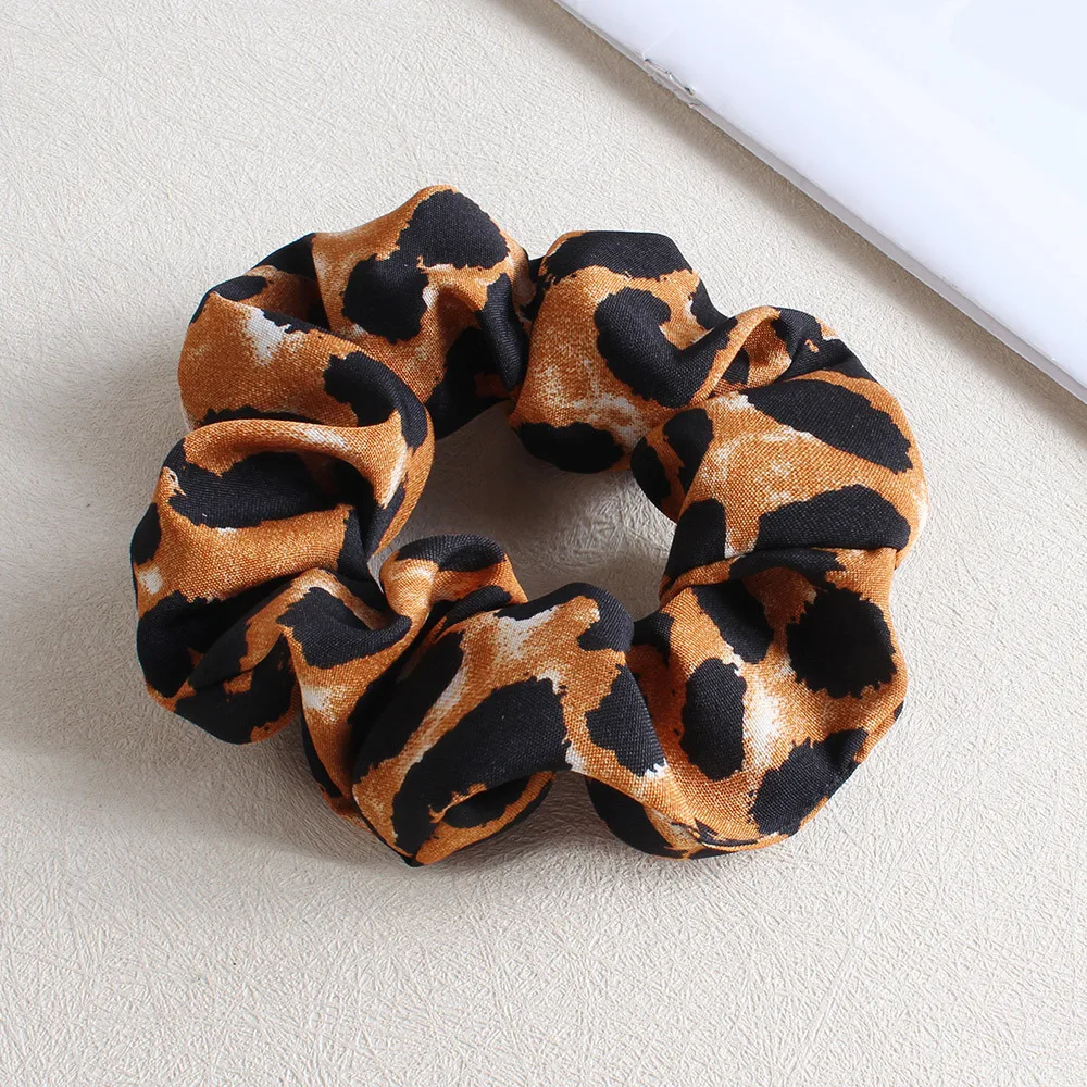 Ikat Rambut Motif Leopard Besar Premium untuk Kuncir Kuda, Ikat Rambut Bunga Besar, Aksesoris Rambut Temperamen