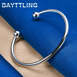 New 925 Sterling Silver 4MM Fine Beads Open Men Bangle Bracelet For Women Fashion Charm Wedding Punk Jewelry Party