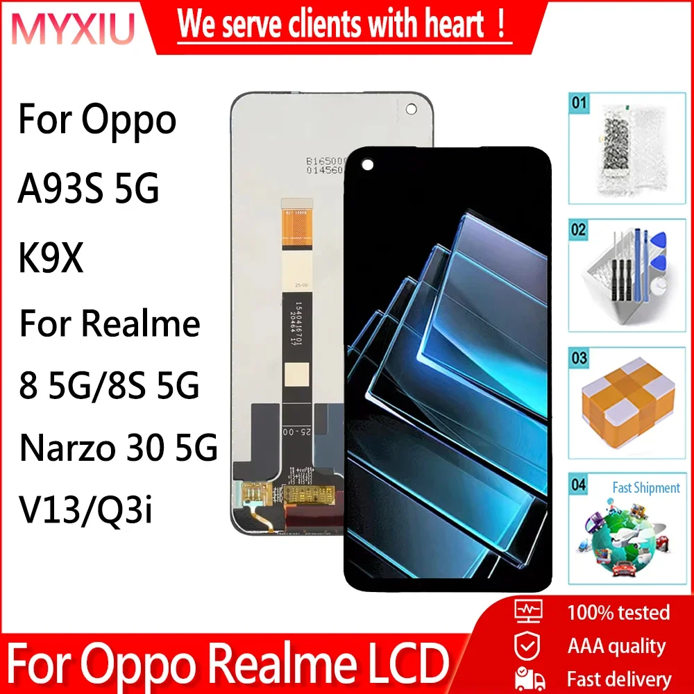 IPS For Oppo A93S 5G K9X LCD Display Touch Screen Panel Digitizer Assembly Replacement For Realme 8 8S 5G Narzo 30 V13 Q3i LCD