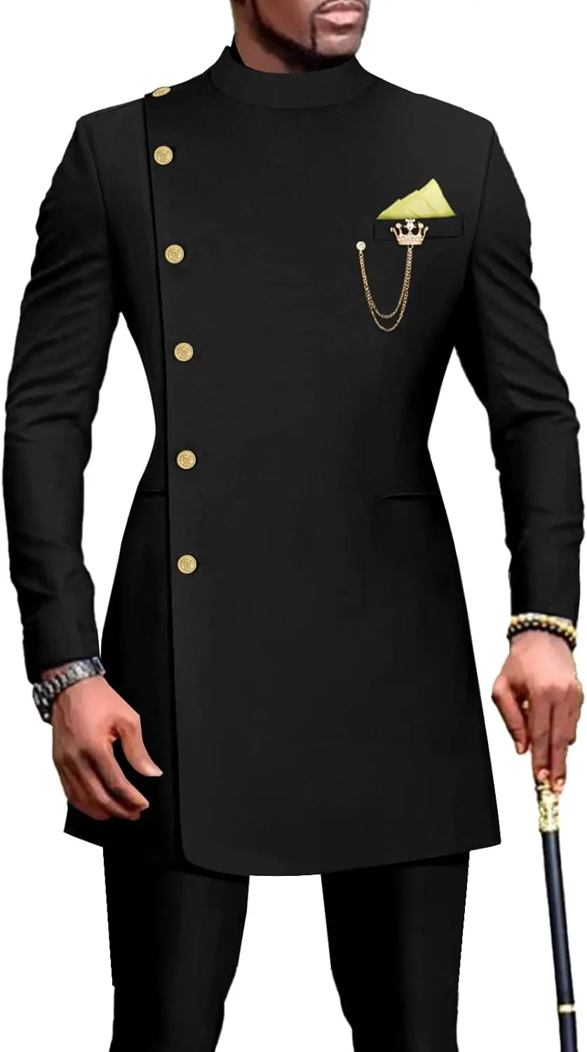 

Африканские костюмы для мужчин: однобортный пиджак и брюки, комплект из 2 предметов, наряд для свадьбы