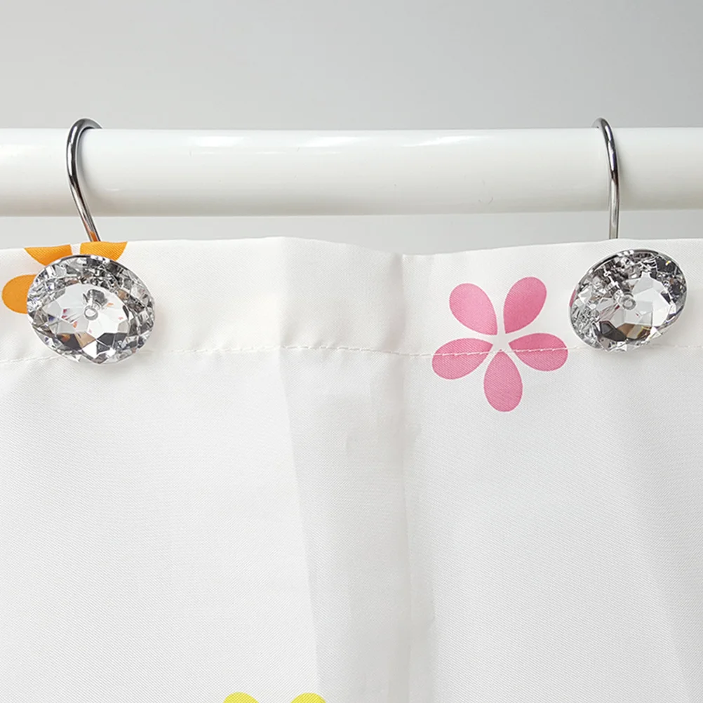 

12Pcs Acrylic Shower Curtain Hangers Sparkle Light Elegant Look Bathroom Accessories Strong Shower Curtain Hooks