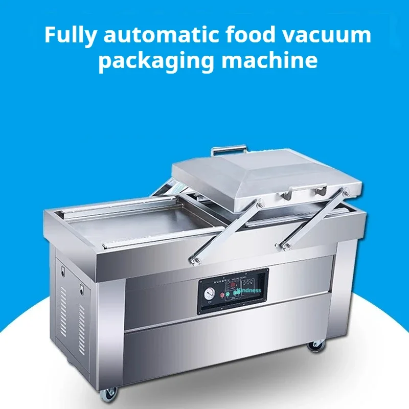 Confezionatrice per alimenti sottovuoto a doppia camera Confezionatrice e sigillatura per sottovuoto completamente automatica su larga scala commerciale