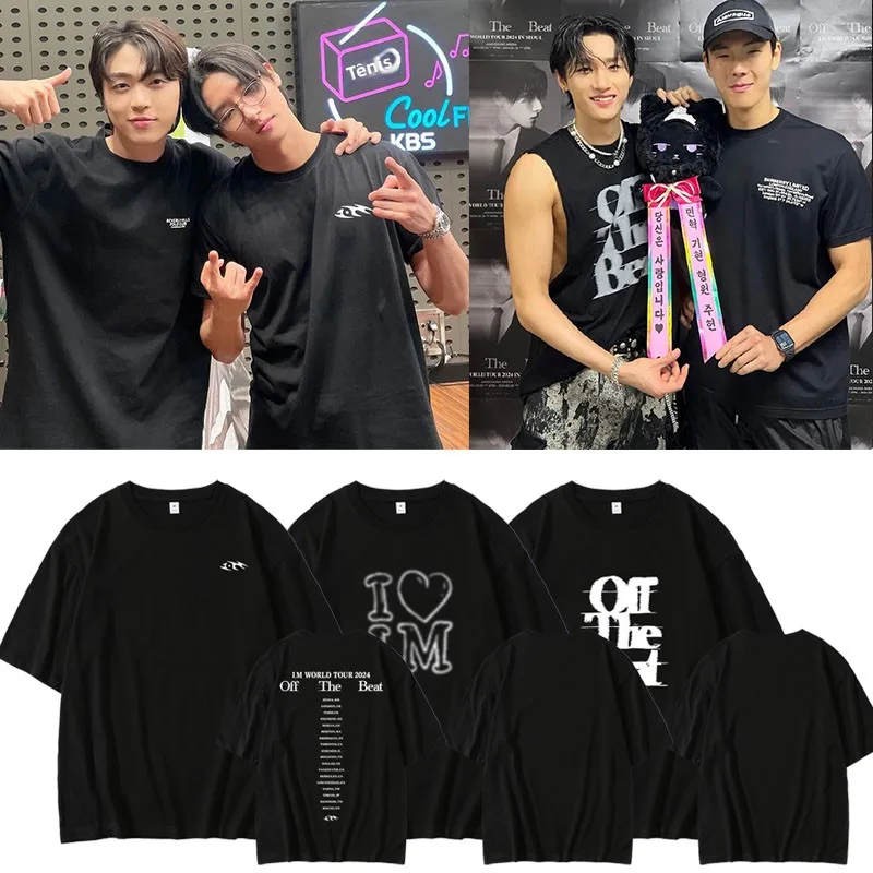 Camiseta de Algodão Solta MonstaX Im Concert OffTheBeat, Manga Curta, Estilo Casual para o Verão, para Mulheres