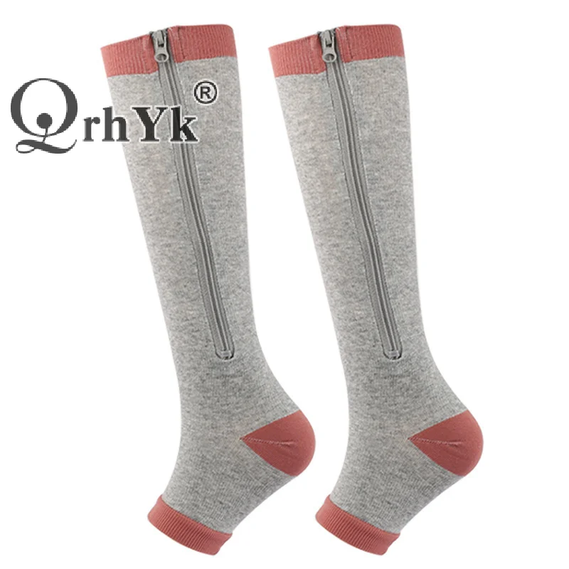 Medical Sports Compression Zipper Socks Vein Stretch Socks Women Men High Elasticity Pressure Long Cycling Socks Leg Support