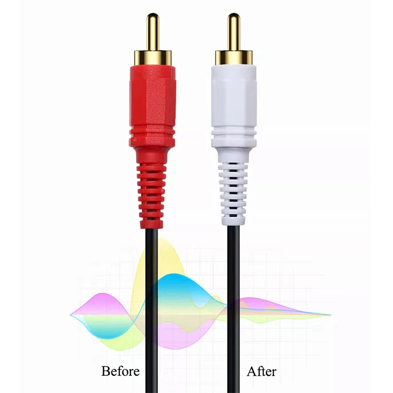 Hifi 2 RCA Male To 2 RCA Male Audio Video AV Cable OFC Splitter Line For Home DVD /CD Palyer/Amplifier/TV Box Louder 1.5m Cables